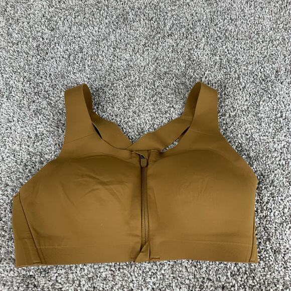 Lululemon Enlite Bra Womens 32C Brown High Impact Zip Front Crisscross Athletic - Picture 1 of 4